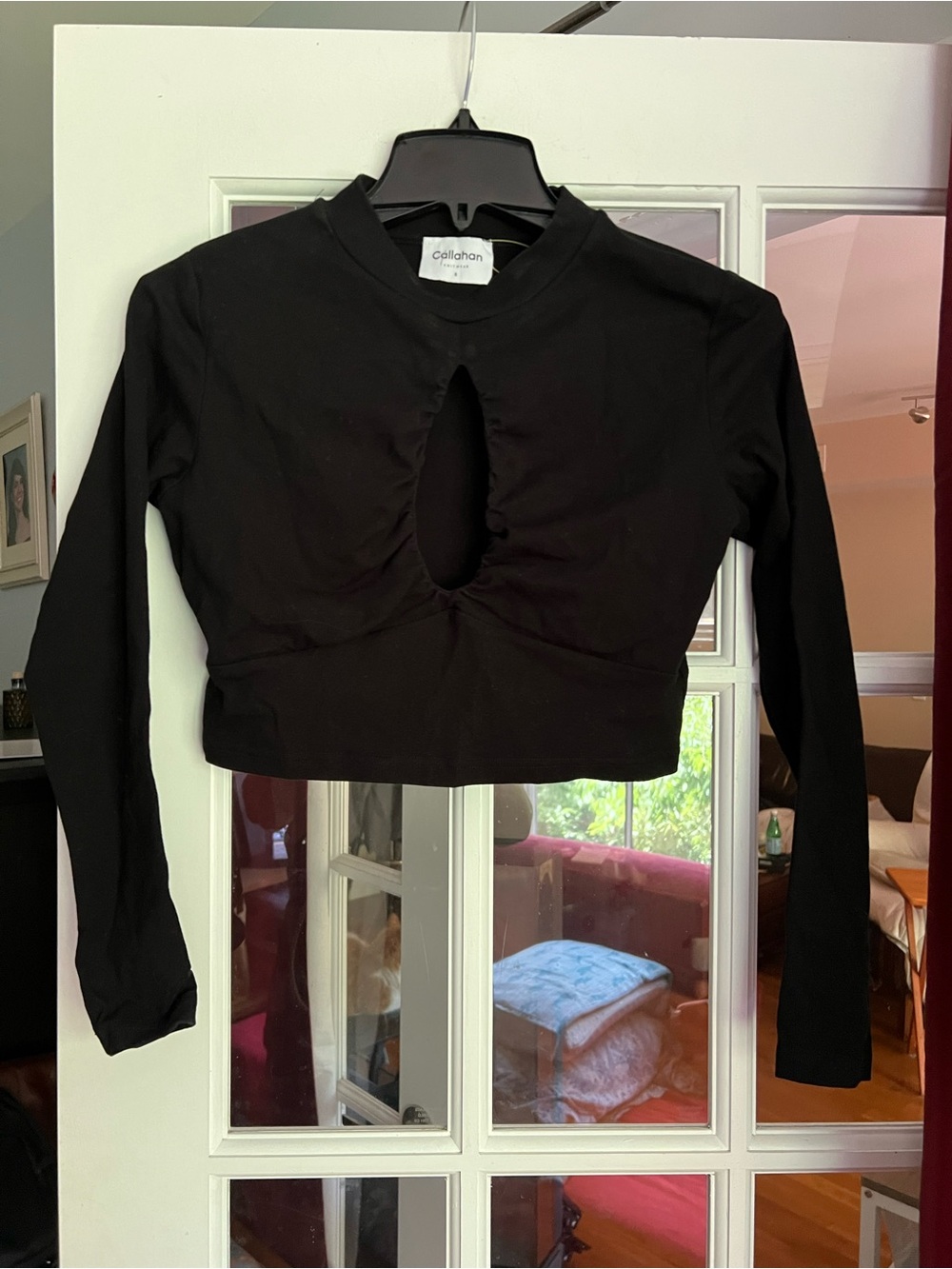 Callahan Black Long-Sleeve Cutout Crop Top